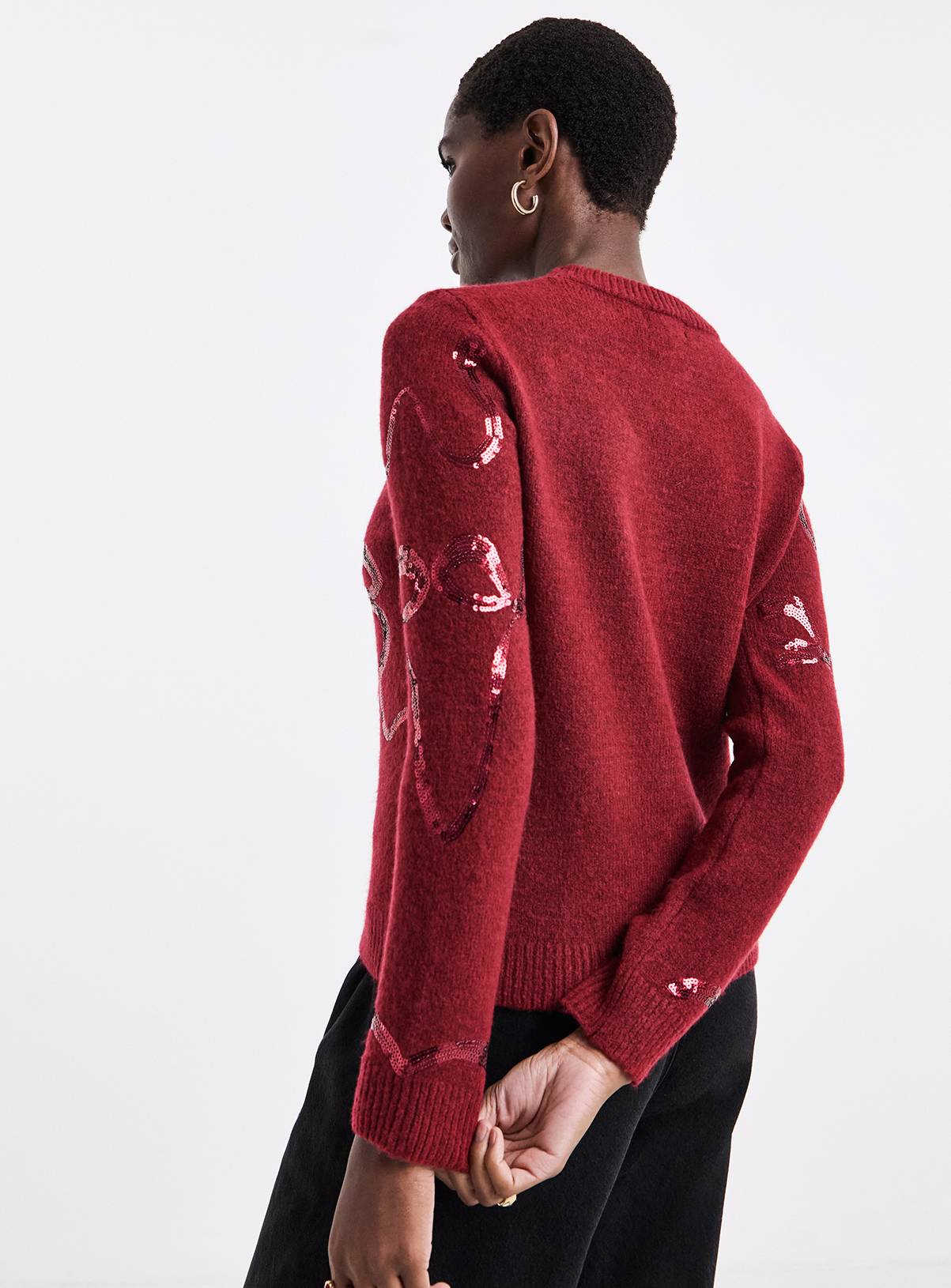 JD WILLIAMS Sequin Bow Novelty Jumper 20-22 - Image 2